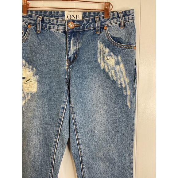 One x OneTeaspoon Trashed Freebirds Low Waist Short Rise Rigid‎ Skinny Leg Jeans - Picture 3 of 10